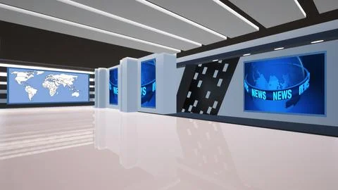 Virtual Studio Set\ 3d chroma background Stock Illustration