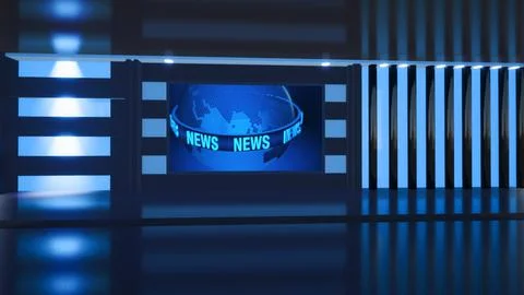 Virtual Studio Set\ 3d chroma background Illustrazione stock