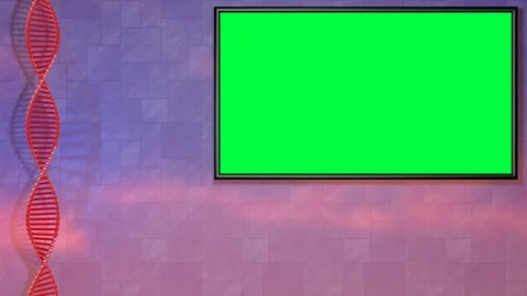 Virtual studio set. Green screen with  DNA. Green Screen upper right Stock Footage 89817511