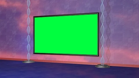 Virtual studio set. Green screen with rotating DNA. Camera view various angles Stock Footage 89817584