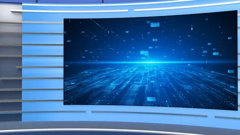 Virtual studio set.news studios background. Stock Illustration