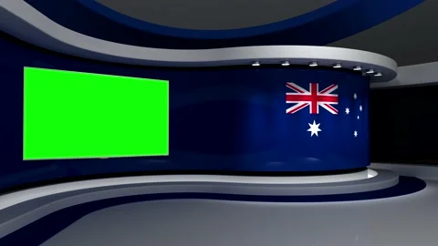 Virtual studio. TV studio. Australia. Australian flag. News studio. Vidéo 151302669
