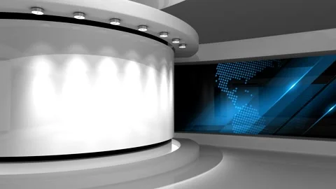 Virtual studio. Tv studio. News room. White background. White studio Stock Footage 152128716