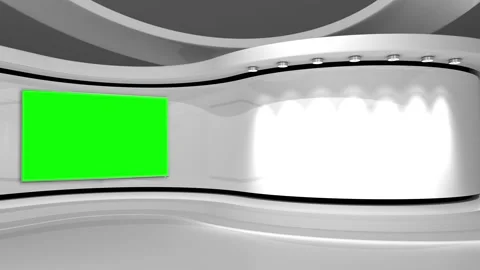 Virtual studio. Tv studio. News room. White studio. Green screen. Vídeos de archivo 152128804