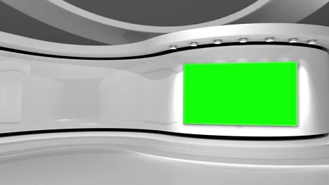 Virtual studio. Tv studio. News room. White studio. Green screen Stock Footage 152128830