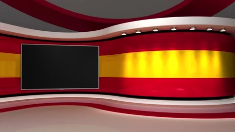 Virtual studio. TV studio. Red and yellow background. Stock Footage 152127359