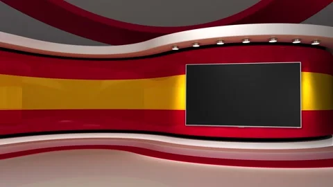 Virtual studio. TV studio. Red and yellow background. Stock Footage 152127361