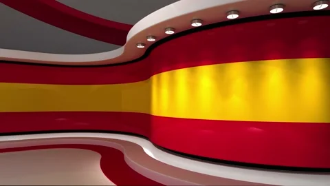Virtual studio. TV studio. Red and yellow background. Stock Footage 152127388
