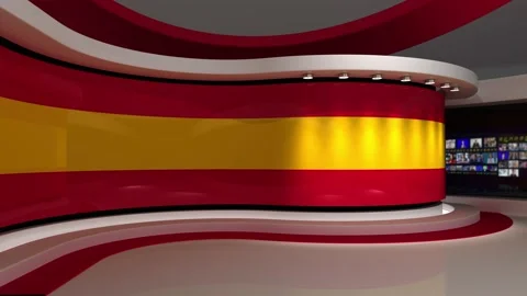 Virtual studio. TV studio. Red and yellow background. Stock Footage 152127474