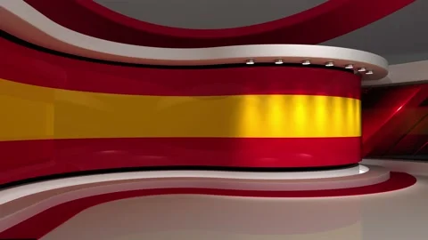 Virtual studio. TV studio. Red and yellow background. Stock Footage 152127476