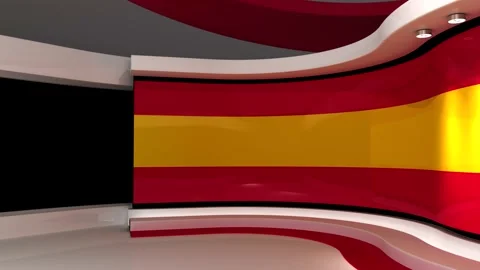 Virtual studio. TV studio. Red and yellow background. Stock Footage 152127487