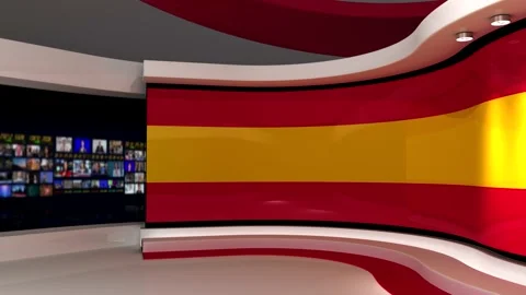 Virtual studio. TV studio. Red and yellow background. Stock Footage 152127523