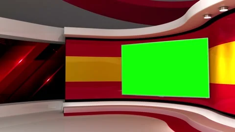 Virtual studio. TV studio. Red and yellow background. Green screen Stock Footage 152127531