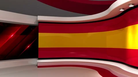 Virtual studio. TV studio. Red and yellow background. Stock Footage 152127567