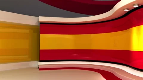 Virtual studio. TV studio. Red and yellow background. Stock Footage 152127638