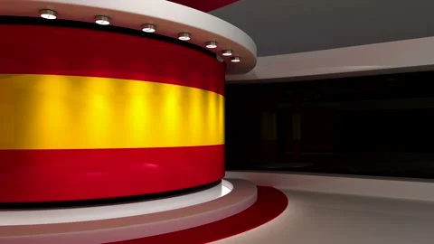 Virtual studio. TV studio. Red and yellow background. Stock Footage 152127707