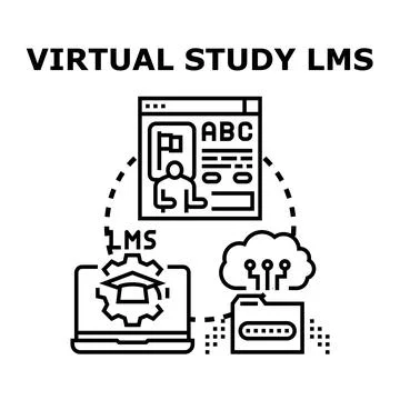 Virtual study learning management system concept 库存插图