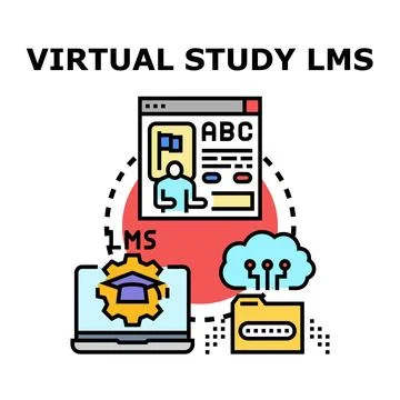 Virtual study learning management system concept Stock Illustration