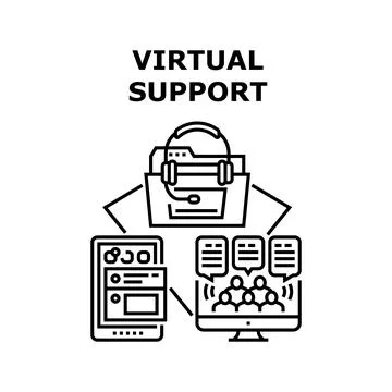 Virtual Support Vector Concept Black Illustration Stock Illustration