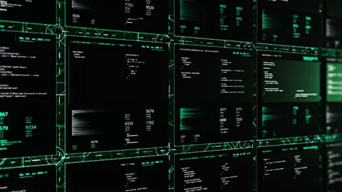 Virtual tables in matrix. Animation. Set... | Stock Video | Pond5