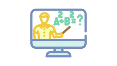 Virtual teacher education platform color icon animation Stock Footage 327257658