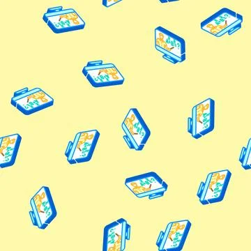 Virtual teacher education platform isometric icon seamless pattern Stock Illustration