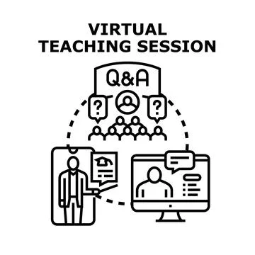 Virtual teaching session online education learning concept Illustrazione stock
