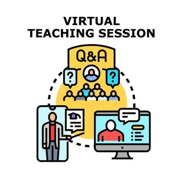 Virtual teaching session online education learning concept Illustrazione stock