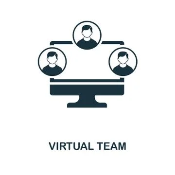 Virtual Team icon. Monochrome style icon design from project management icon Stock Illustration