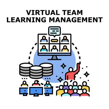 Virtual team learning management concept illustration 库存插图