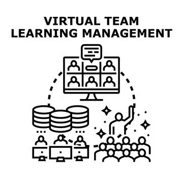 Virtual team learning management concept illustration Stock Illustration