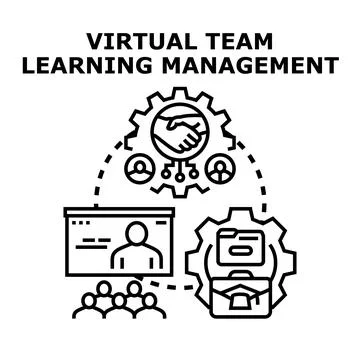 Virtual team learning management concept illustration Stock Illustration