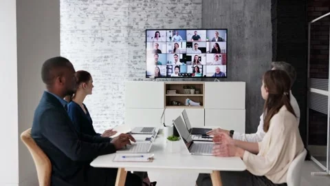 Virtual Team Meeting in Progress Stock Footage 298803769