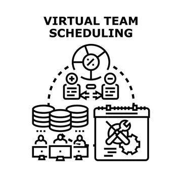 Virtual team scheduling and planning for remote work Stock Illustration