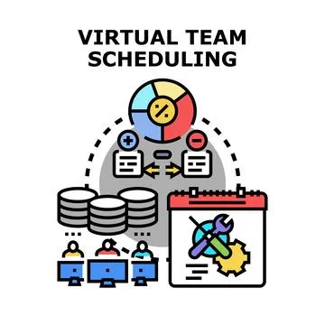 Virtual team scheduling and planning for remote work 스톡 일러스트