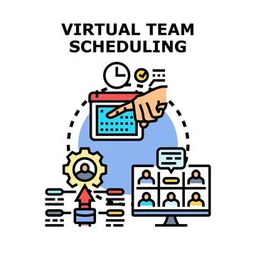 Virtual team scheduling and remote work management Stock-Illustration