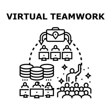 Virtual teamwork business collaboration remote office concept Stock Illustration