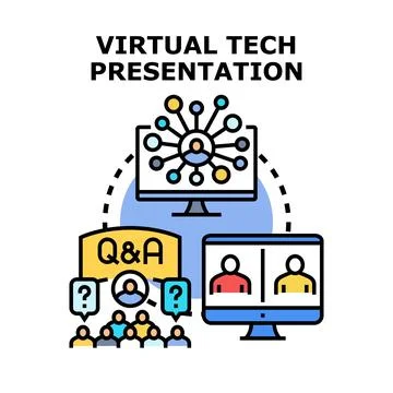 Virtual tech presentation concept illustrating remote online learning Illustrazione stock