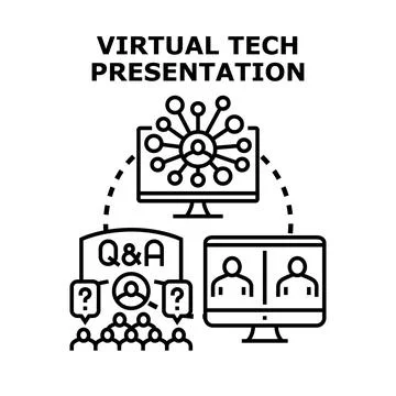 Virtual tech presentation concept illustrating remote online learning Stock Illustration