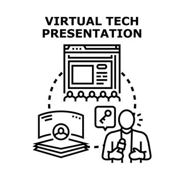 Virtual tech presentation concept for online conference audience Stock Illustration