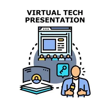 Virtual tech presentation concept for online conference audience Stock Illustration