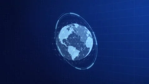 Virtual technological planet Earth. digital world hi-tech background. HUD design Stock Footage 152967532