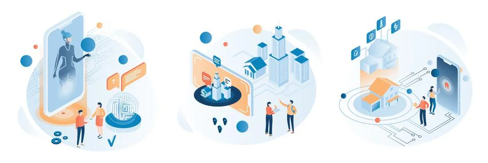 Virtual technologies, vector isometric illustration. Virtual assistant Ilustración de archivo