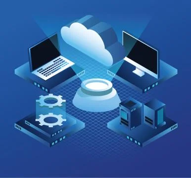 Virtual technology computer and servers Illustrazione stock