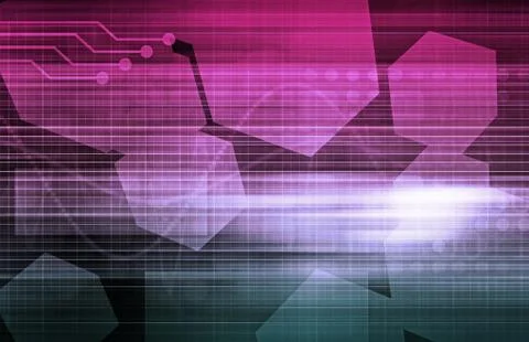 Virtual technology with data network stream art Stock Illustration