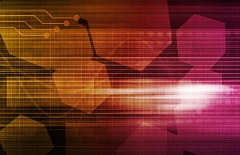 Virtual Technology with Data Network Stream Art Illustrazione stock