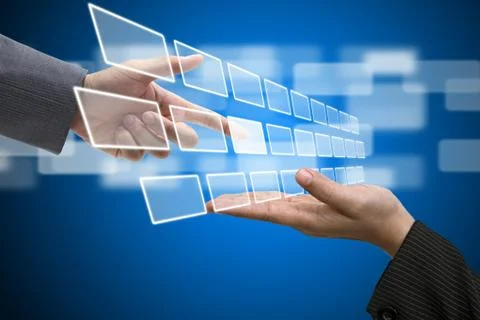 Virtual technology touch screen interface Stock Photos