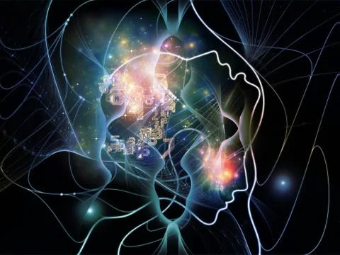Virtual Thought Network Illustrazione stock