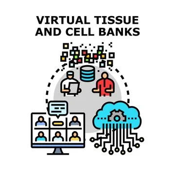 Virtual tissue and cell banks concept illustration Stock Illustration