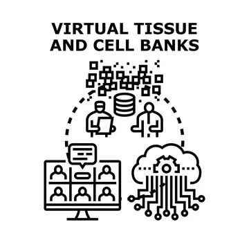 Virtual tissue and cell banks concept illustration Stock Illustration